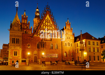 Historic Townhall, in the market square, rynek of Wroclaw, Silesia, Poland Europe Stock Photo