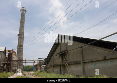 Old warehouses and chimney with public art Ciaotou Sugar Factory Ciaotou Kaohsiung Taiwan ROC Stock Photo