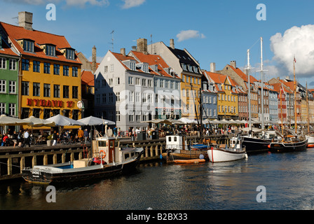 Historic boats in Nyhavn, New Harbour, Copenhagen, Denmark, Scandinavia, Europe Stock Photo