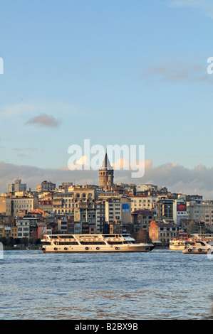 View of the Galata Tower on the Golden Horn, Istanbul, Turkey Stock Photo