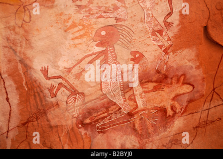 Close-up of the old rock art of the Aborigines, south of Alice Springs, Northern Territory, Australia Stock Photo