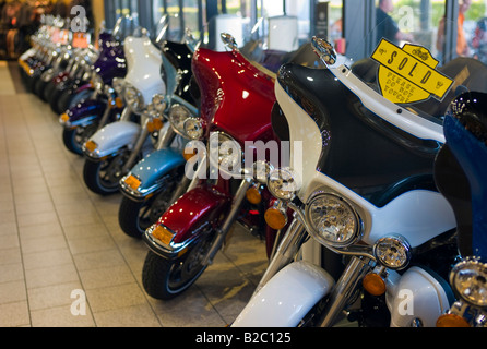 Harley Davidson motorcycles in a Harley Davidson store, Woodlands, Texas, USA Stock Photo