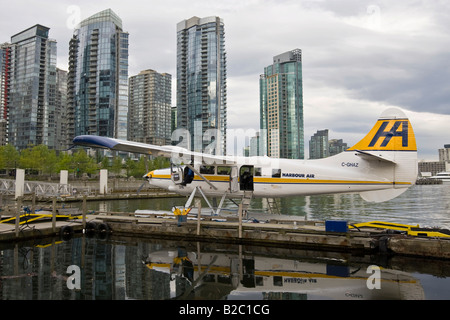 Water plane, Coral Harbour District in the back, Vancouver, British Columbia, Canada, North America Stock Photo