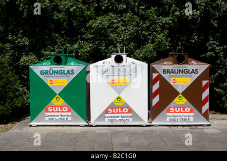 Waste glass recycling containers, Germany, Europe Stock Photo