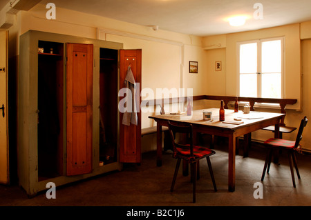 Worker's lunchroom with lockers in a factory, 1959, Industrial Museum, Lauf an der Pegnitz, Middle Franconia, Bavaria Stock Photo