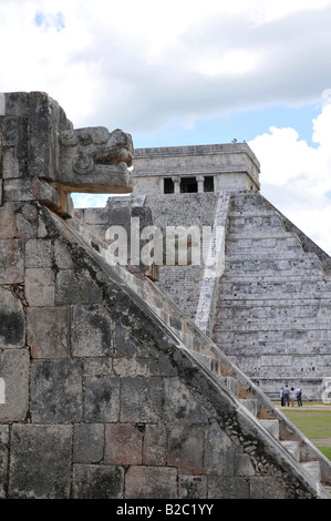 Temple of Kukulkan Pyramid, Plataforma de Venus, Platform of Venus, Zona Nord, Chichen-itza, new wonder of the world, Mayan and Stock Photo