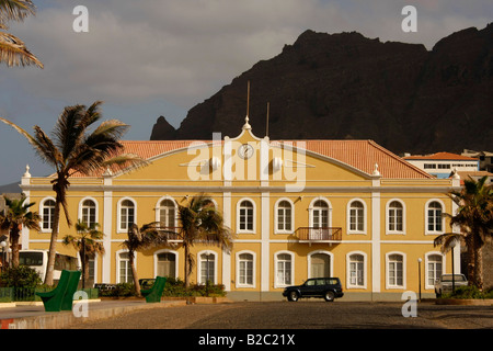 Renovated town hall in Ponta do Sol on Santo Antao Island, Cape Verde, Cape Verde Islands, Africa Stock Photo