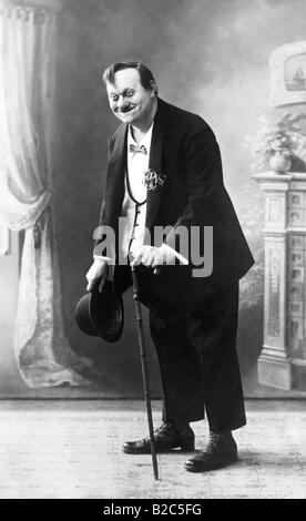 Overweight man, big nose, historic picture from about 1910 Stock Photo