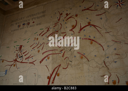 A map at the the American Cemetery at Omaha Beach Colleville sur Mer showing the Western European theatre of operations Stock Photo