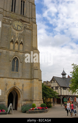 St Dionysius Church and the Old Grammar School in Market Harborough Leicestershire England Stock Photo