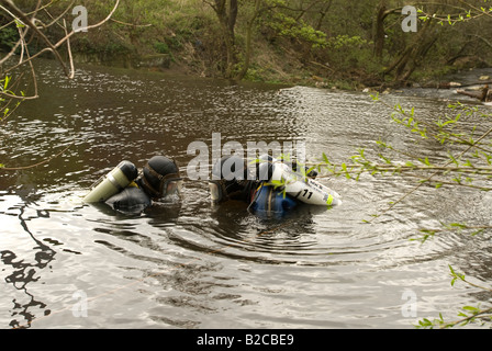 Police diver part of the forces underwater search unit Stock Photo