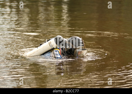 Police diver part of the forces underwater search unit Stock Photo