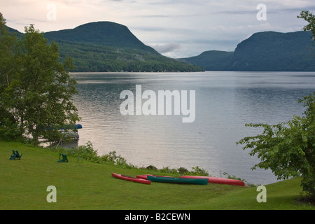 Mt Hor and Mt Pisgah, overlooking Lake Willoughby, Westmore Vermont Stock Photo