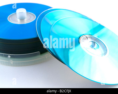 CDs DVDs on White Background Stock Photo