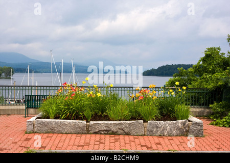 Lake Memphremagog Waterfront in Newport Vermont, on the Canadian Border in the Northeast Kingdom of Vermont Stock Photo