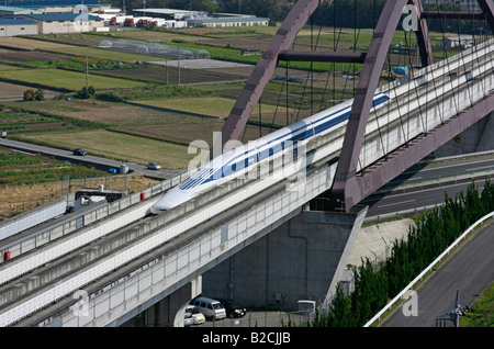 JR-Maglev magnetically levitating train the MLX01 linear motor car at Yamanashi Japan Stock Photo