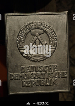 relief with symbol of GDR, exhibition GDR, German Democratic Republic Stock Photo