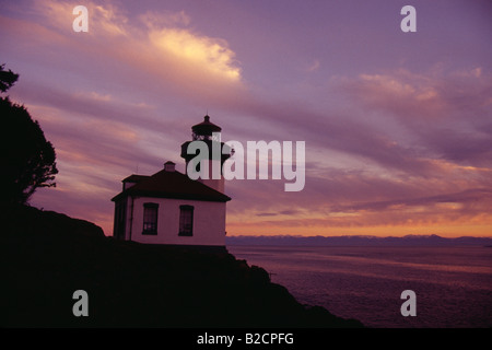 Lime Kiln Lighthouse  San Juan Islands Washington State Island Stock Photo
