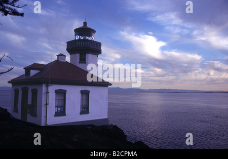 Lime Kiln Lighthouse  San Juan Islands Washington State Island Stock Photo