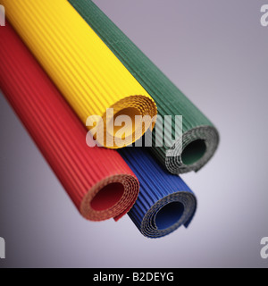 Coloured rolls of corrugated paper Stock Photo