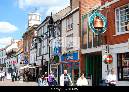 View of Nottingham Street showing The Bell Shopping Centre, Melton Mowbray, Leicestershire, England, United Kingdom Stock Photo