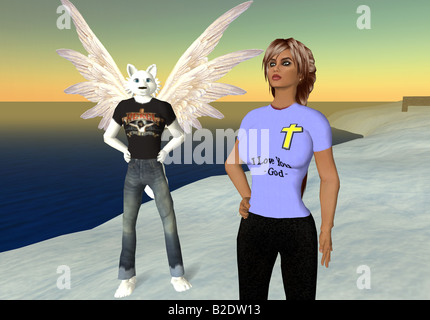 Second Life: A computer grab from the virtual world Second Life Stock Photo
