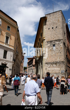 street scene from piazza salimbeni siena tuscany southern italy europe Stock Photo