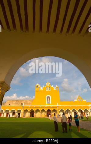 View of Convent of San Antonio de Padua through an archway Izamal Yucatan Mexico Stock Photo
