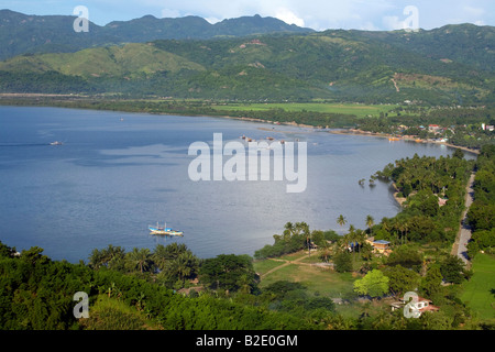 A view of the town of Mansalay and Mansalay Bay in Oriental Mindoro, Philippines. Stock Photo