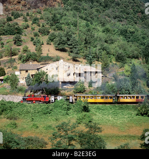 Chemin de fer du Vivarais tourist steam train in Gorges du Doux Ardèche departement France Stock Photo