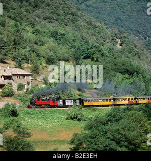 Chemin de fer du Vivarais tourist steam train in Gorges du Doux Ardèche departement France Europe Stock Photo