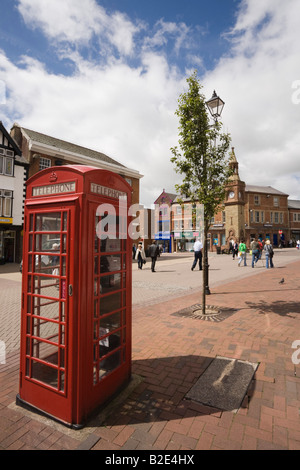 Ormskirk Lancashire England UK July Red K6 telephone box in pedestrianised town centre Stock Photo