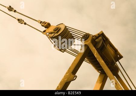 Pulley system on crane Stock Photo