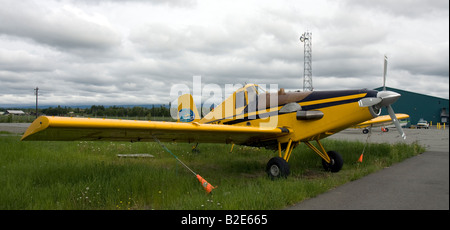 Flight/Sight seeing trip with a small air plane from Palmer AK via the Knik River Valley towards Knik River Glacier, Alaska Stock Photo