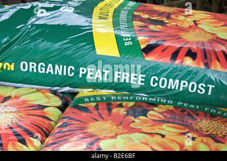 Bags of peat free compost for sale in a Norfolk garden centre Stock ...