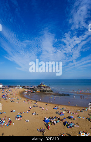 Aerial view of tourists on beach Viking Bay Kent England Stock Photo