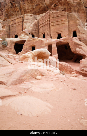 Facade of cave, Petra, Wadi Musa, Jordan Stock Photo