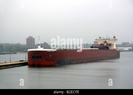 American Century freighter at the Soo Locks in Sault Ste Marie Michigan Stock Photo