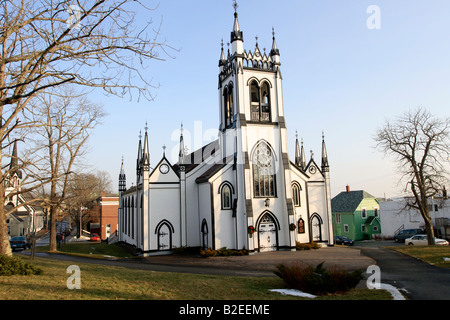 restored saint john's anglican church in lunenburg nova scotia canada Stock Photo