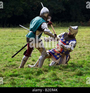 Medieval Knights in mortal combat - a re-enactment. For Editorial Use Only Stock Photo