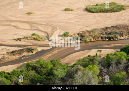 Aerial view of the Save River channel during the low-flow period Stock Photo