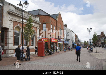 Ormskirk Lancashire England UK July The pedestrianised town centre with hurrying shoppers Stock Photo