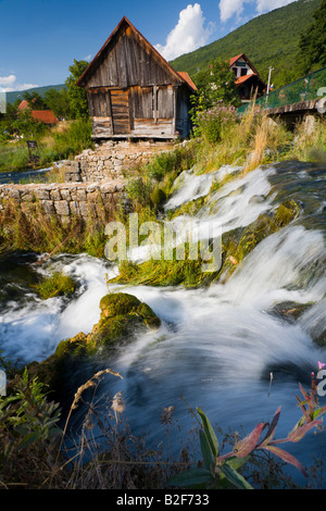 Gacka river source, Croatia, remains of 'Tonkovic vrilo' old mill Stock Photo