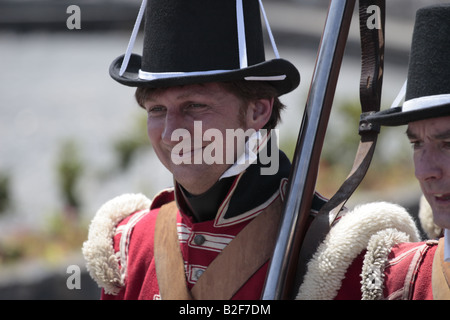 A member of the English forces clearly enjoying himself during a reenactment of the 1797 battle of Santa Cruz, Tenerife