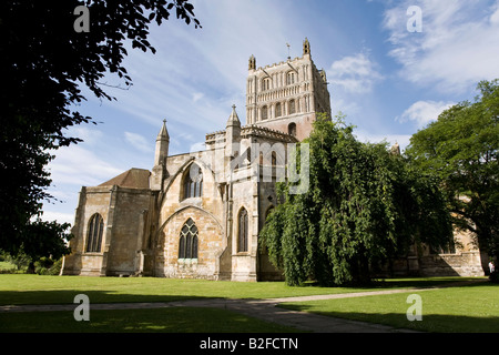 Tewkesbury's 12th century classic medieval Abbey Stock Photo