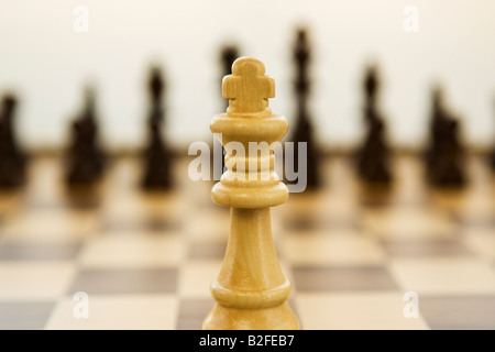 King Facing All Chess Pieces Stock Photo