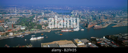 Areal of Hamburg Harbour and St. Pauli Stock Photo