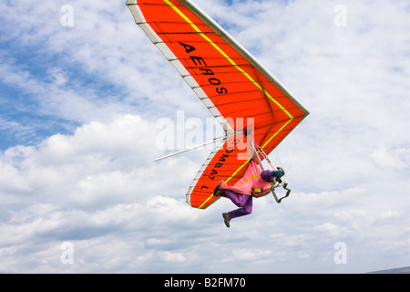 Hang Gliding Launch Sequence 10 of 12 off Buckstones Edge, West Yorkshire Stock Photo