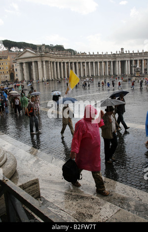 people with umbrella in heavy rain in vatican, rome Stock Photo