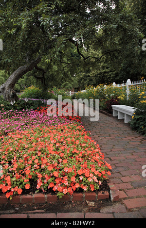 Flower gardens during the summer months at Prescott Park in Portsmouth New Hampshire USA Stock Photo